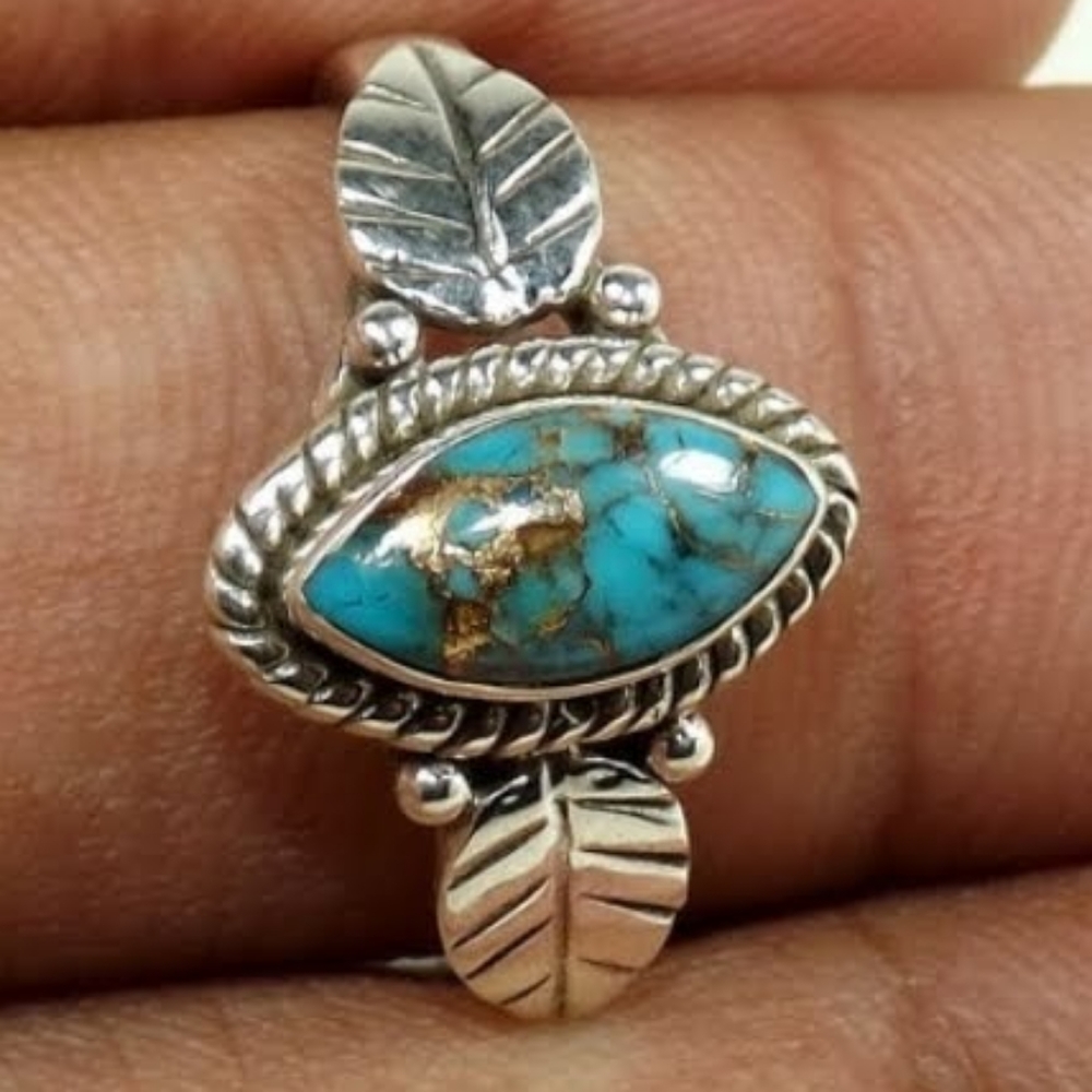 NWT MARQUIS TURQUOISE RING IN STERLING SILVER